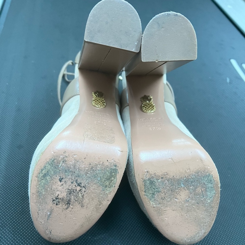 🔴🆑Authentic AQUAZZURA Kayla Platoteau Sued $ Leather. Shoes 🆑🔴 - Picture 7 of 11